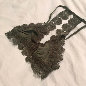 aerie forest green crochet bralette